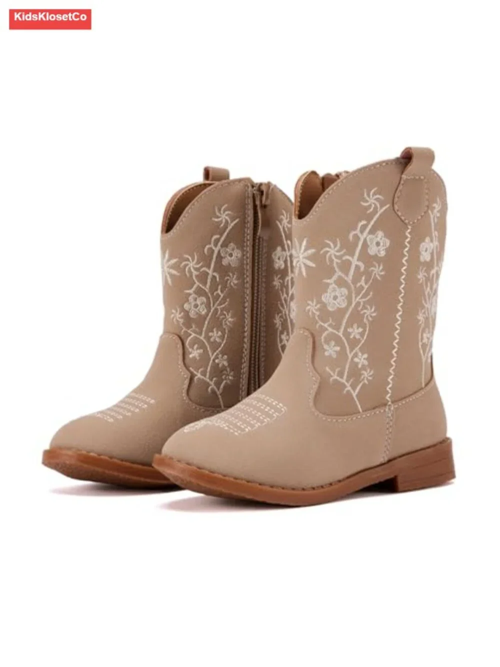Toddler Girls Cowboy Boots Pointed Toe Western Boots Mid Calf Side Zipper